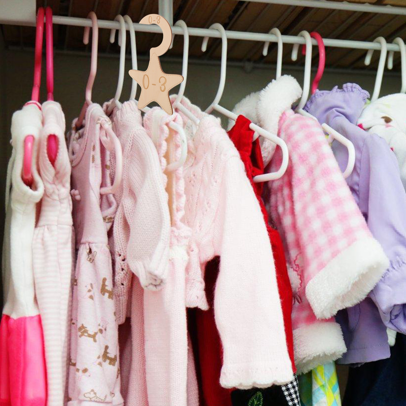 Baby Clothing Wardrobe - 7-delige babykleding kastverdeler van hout, maatverdeler