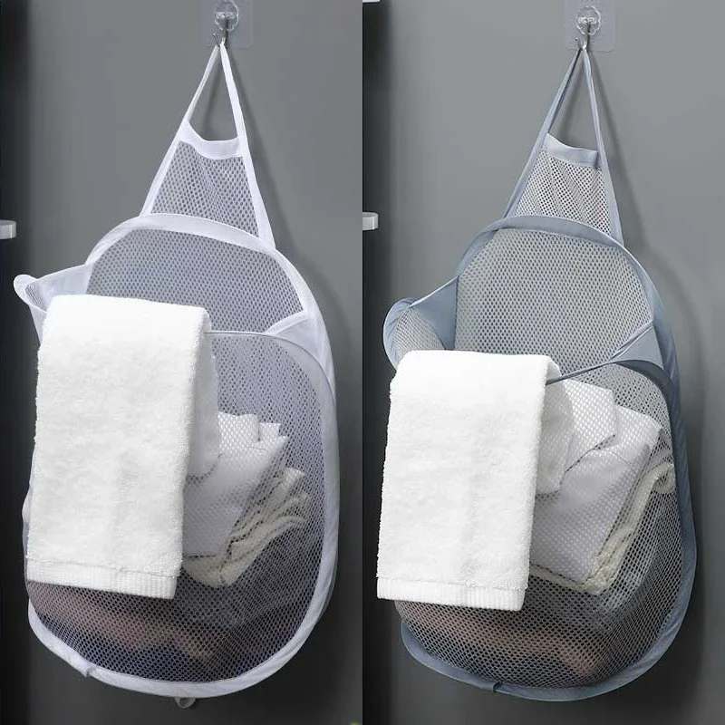 Baby Clothing Wardrobe - Hangende wasmand Opvouwbare mesh opbergtas Muur