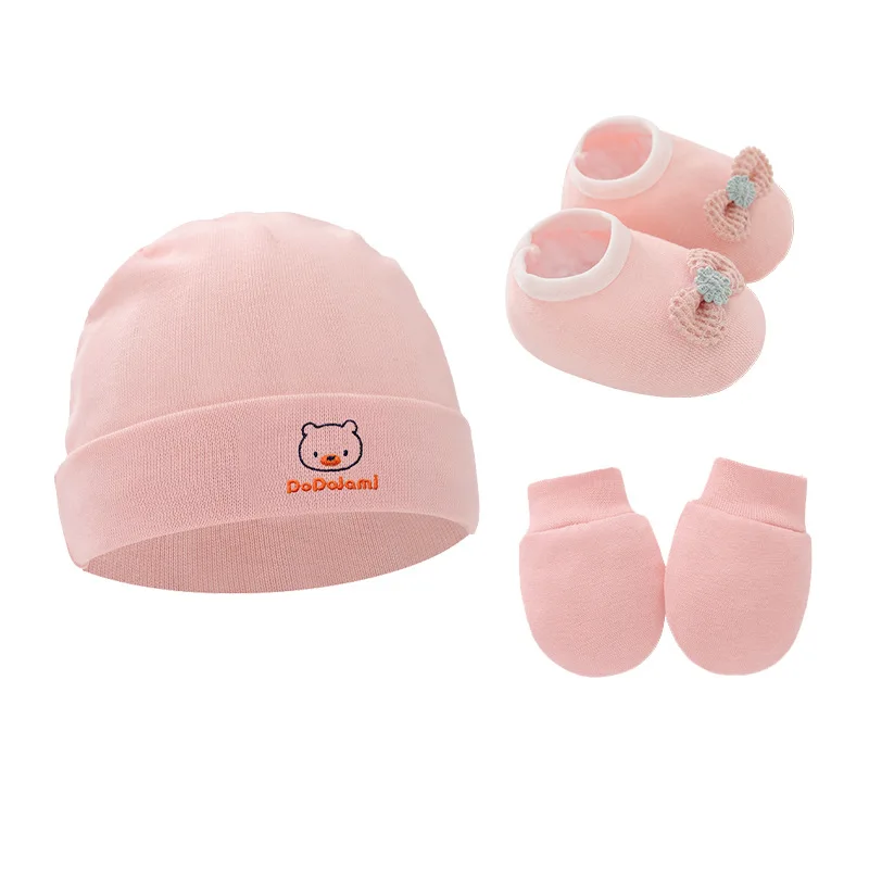 Baby Mittens Scratch - 3 stks/set pasgeboren hoed handschoenen schoenen